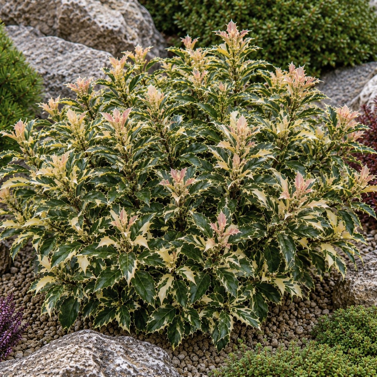 Obrázok Osmant rôznolistý (Osmanthus heterophyllus) ‘TRICOLOR’ - výška 20-30 ks, kont. C2L